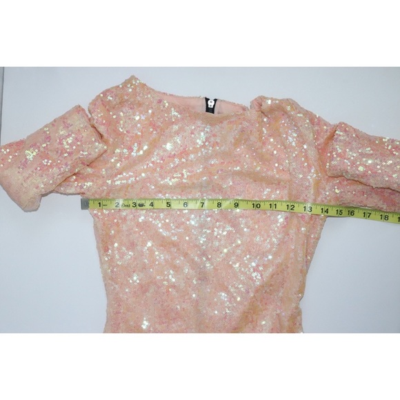 Nasty Gal Glamorous Peach Metallic Iridescent Sequin Dress - Picture 9 of 14